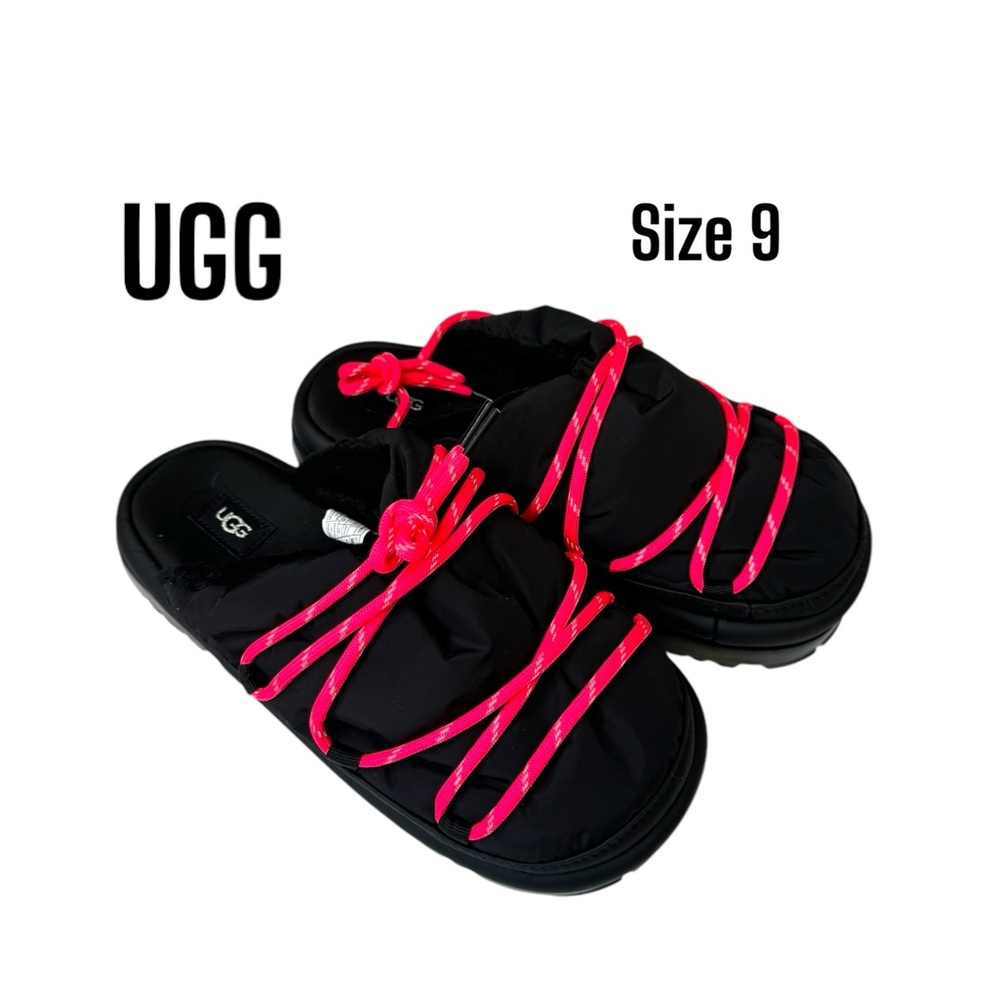 New Ugg space sliders chunky Size 9 Eu 40 shoes black pink